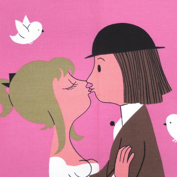 Vintage Raymond Peynet Linen Tea Towel Lovers Series The Kiss The Art of Love - Picture 7 of 9